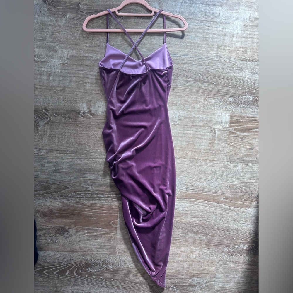 WINDSOR Women's Purple Velour Slip Dress with Cross-Back Straps Size Small